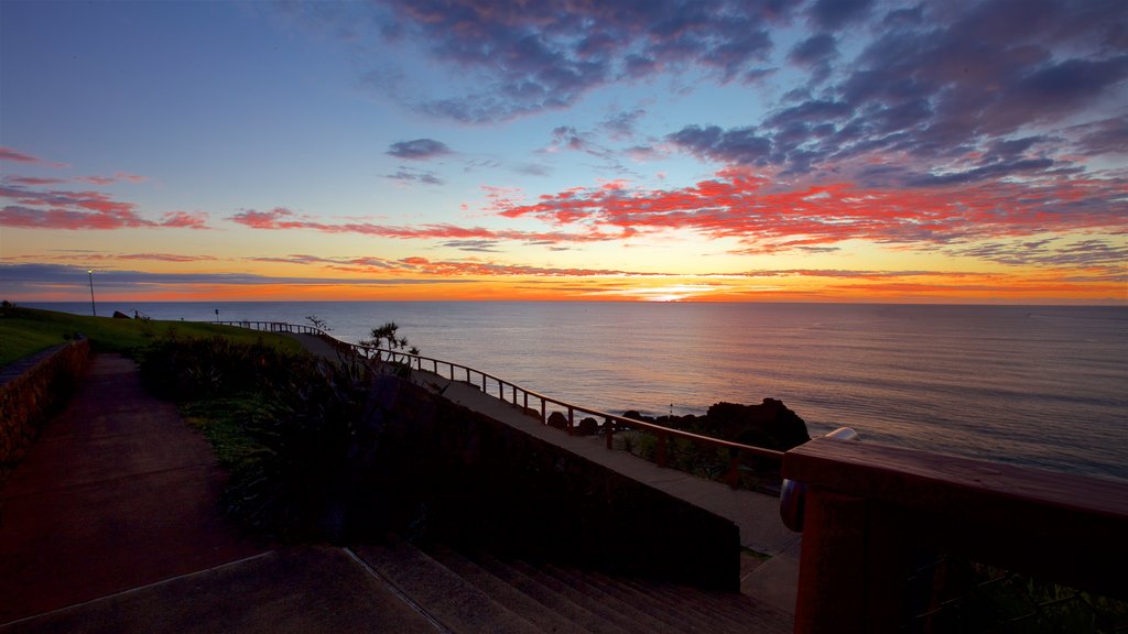 Point Danger featuring general coastal views, landscape views and a sunset