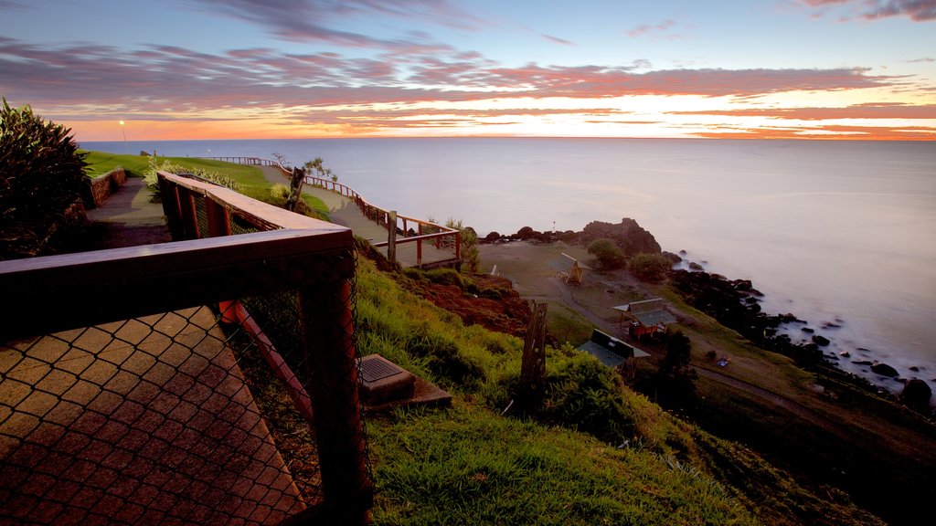 Point Danger showing general coastal views and a sunset