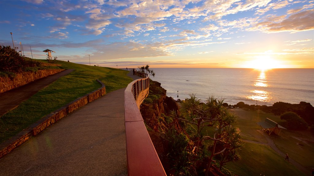 Point Danger showing general coastal views and a sunset