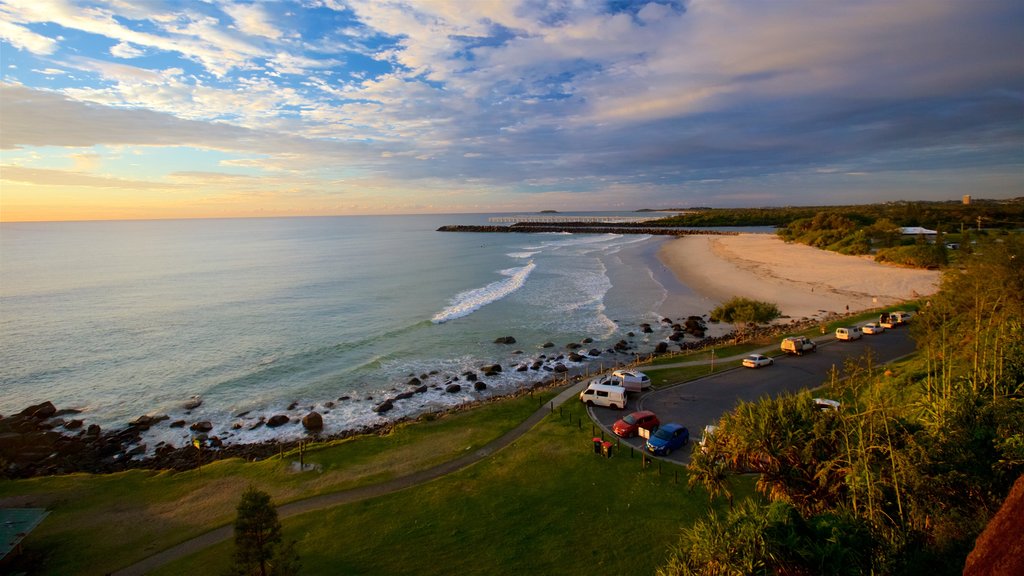 Point Danger featuring a sunset, a sandy beach and landscape views