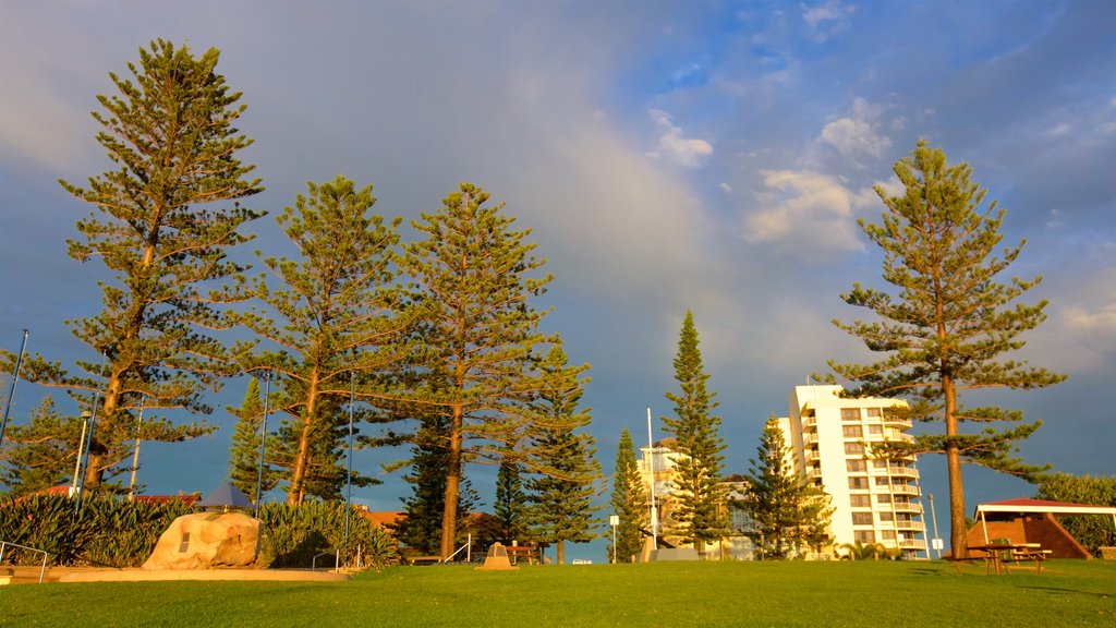 Point Danger showing a sunset and a garden