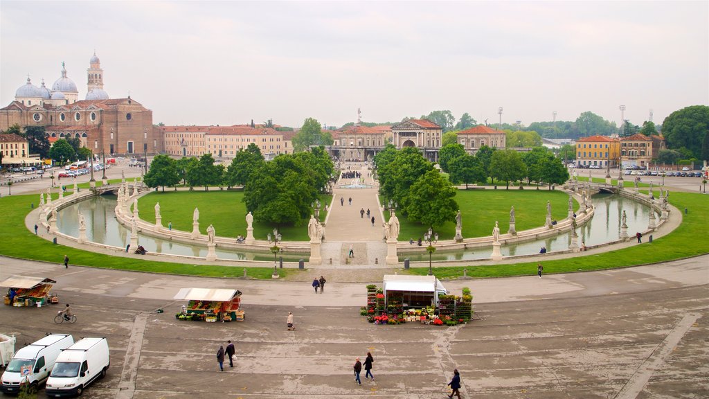 Piazza delle Erbe showing a garden, a river or creek and a city