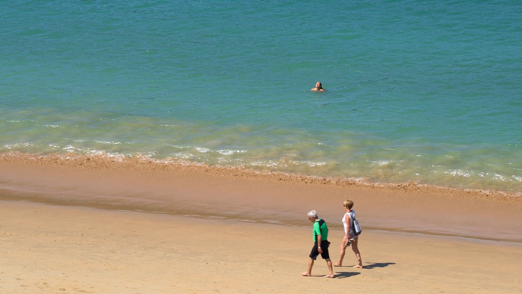 Ondarreta Beach which includes a beach and general coastal views as well as a couple