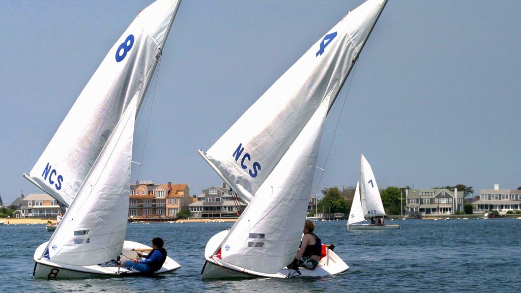 Nantucket which includes a sporting event, a coastal town and sailing