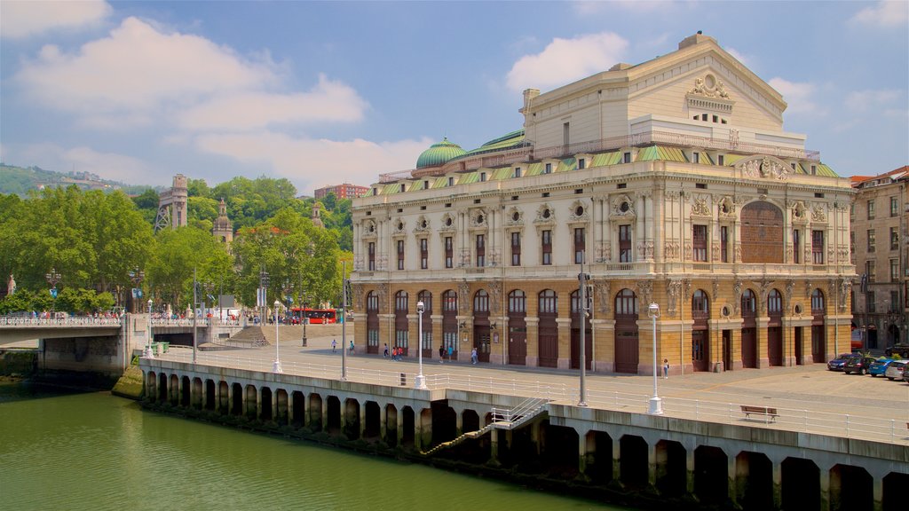 Arriaga Theater showing heritage architecture and a river or creek