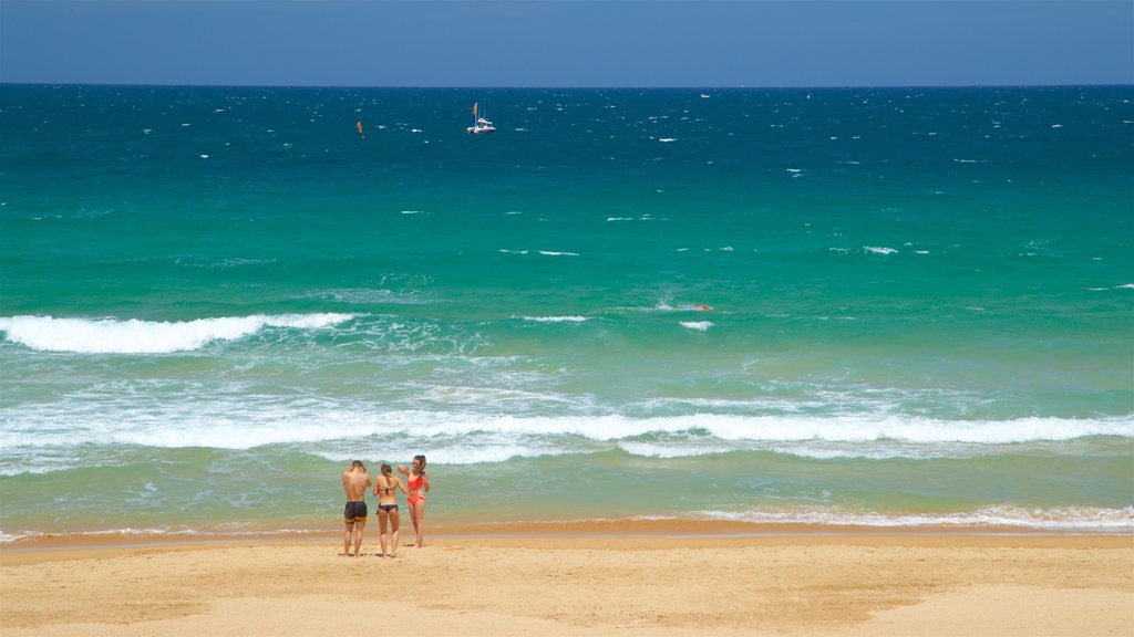 Praia El Sardinero caracterizando paisagens litorâneas e uma praia de areia assim como um pequeno grupo de pessoas