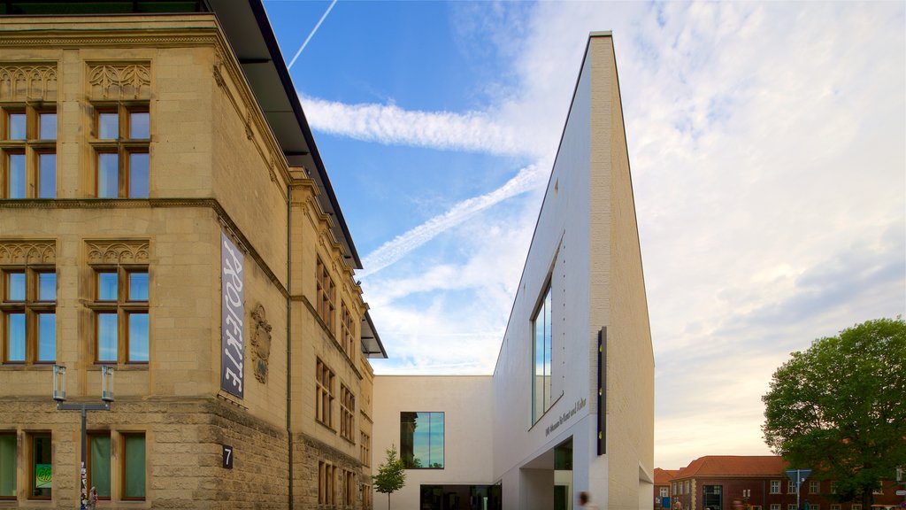 Westphalian State Museum for Art and Cultural History showing modern architecture and a sunset