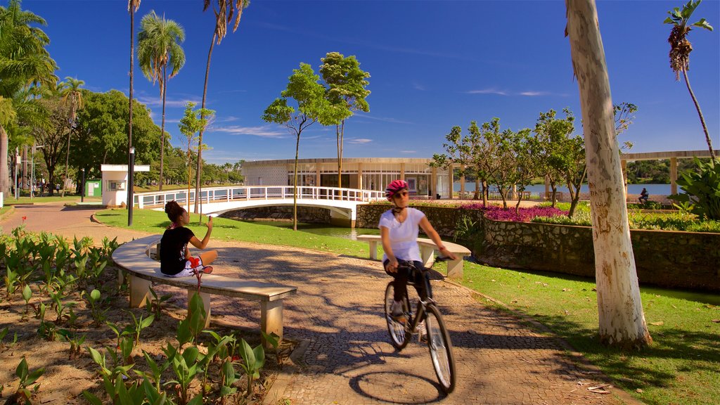 Casa do Baile which includes a park and cycling as well as an individual female