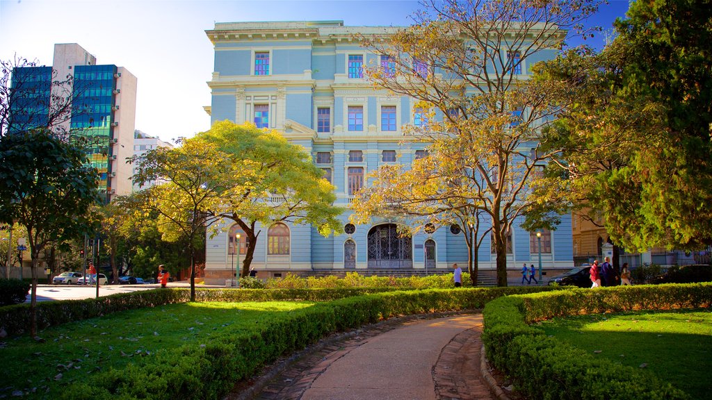 Liberty Square showing heritage architecture and a garden