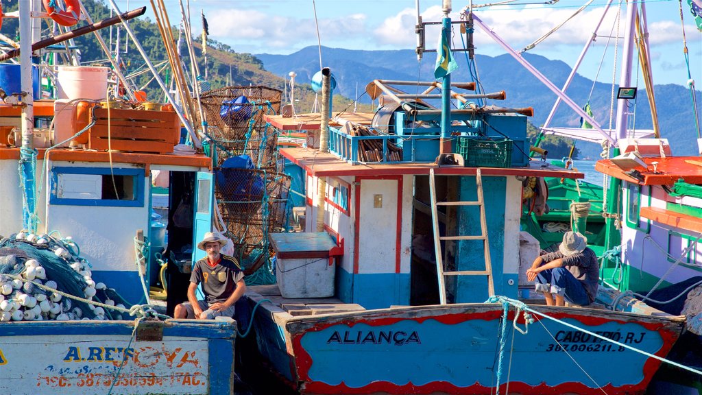 Angra dos Reis Port showing a bay or harbour as well as a small group of people