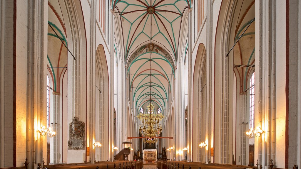 Catedral de Schwerin mostrando vistas interiores, elementos del patrimonio y una iglesia o catedral