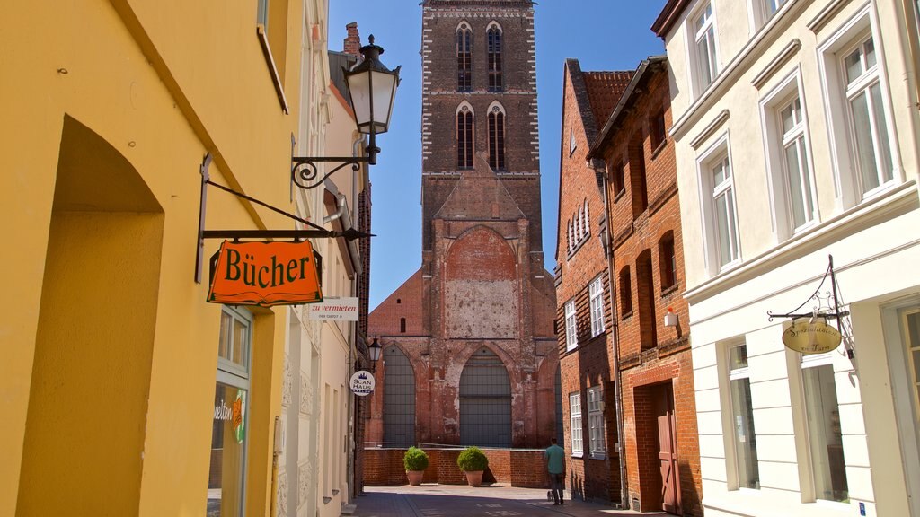 St-Marien-Kirche Steeple which includes heritage architecture and signage