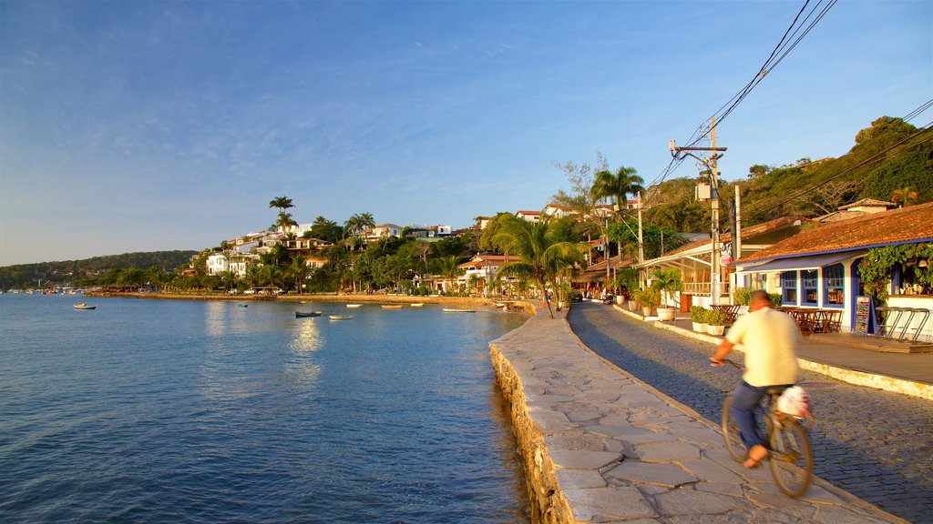 Orla Bardot showing cycling, a coastal town and general coastal views