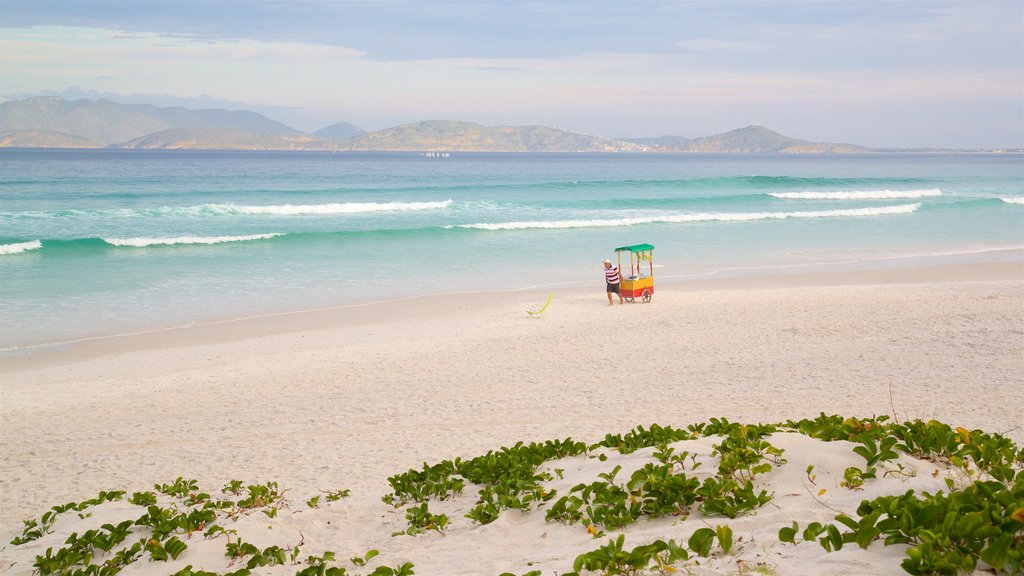 Forte Beach showing a sandy beach and general coastal views as well as an individual male