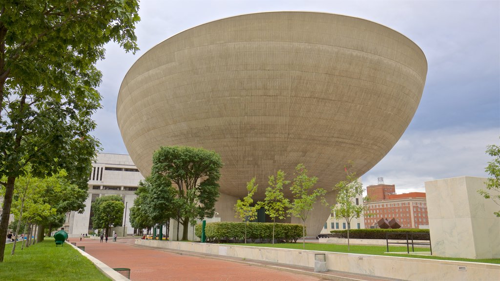 The Egg which includes a park and modern architecture