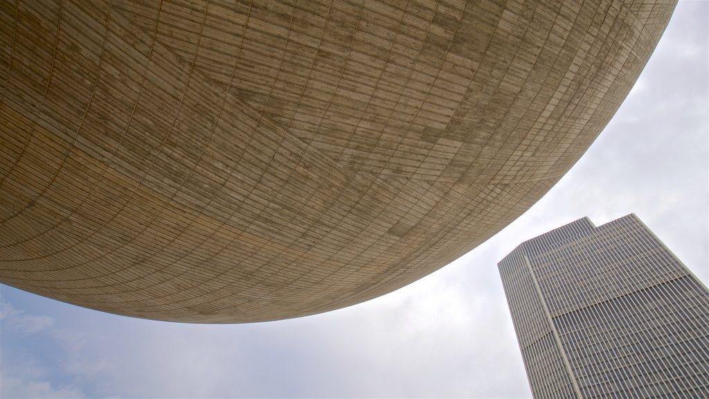 The Egg which includes a skyscraper and modern architecture