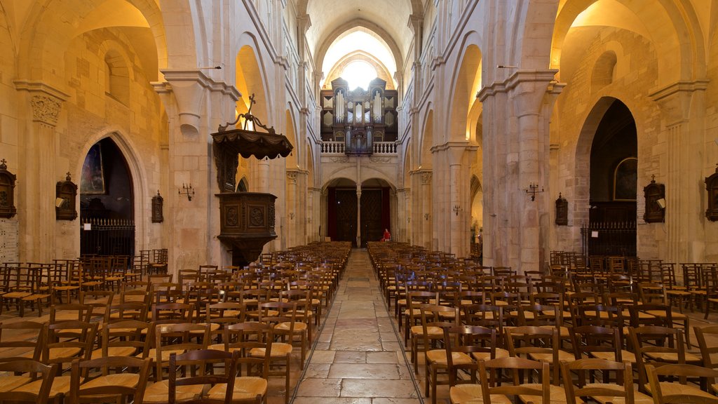 Iglesia Colegial de Notre-Dame ofreciendo vista interna, elementos patrimoniales y una iglesia o catedral