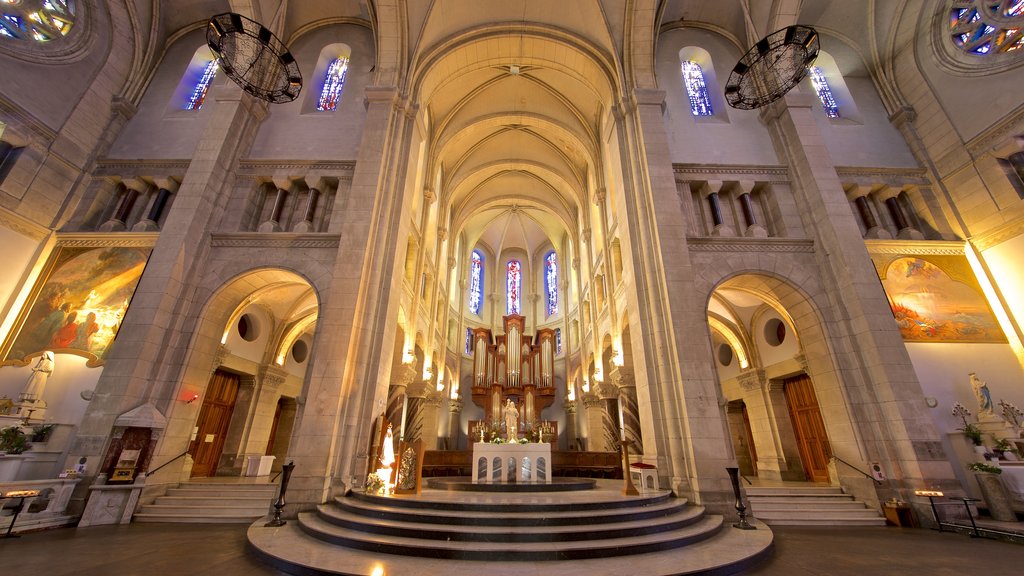 Igreja Matriz do Sagrado Coração de Lourdes que inclui uma igreja ou catedral, vistas internas e elementos de patrimônio