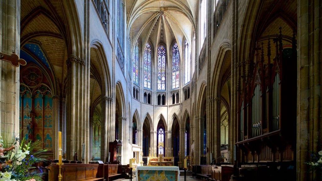 Limoges Cathedral showing heritage elements, a church or cathedral and interior views