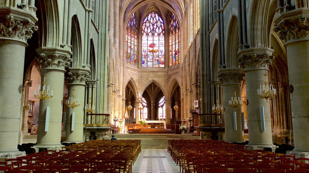 Moulins Cathedral which includes interior views, heritage elements and a church or cathedral