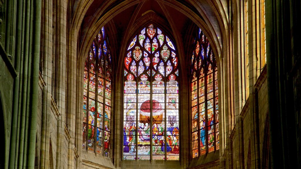 Cathédrale de Moulins qui includes patrimoine historique, vues intérieures et église ou cathédrale