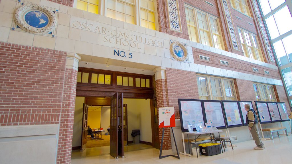 Indiana State Museum which includes signage as well as an individual male