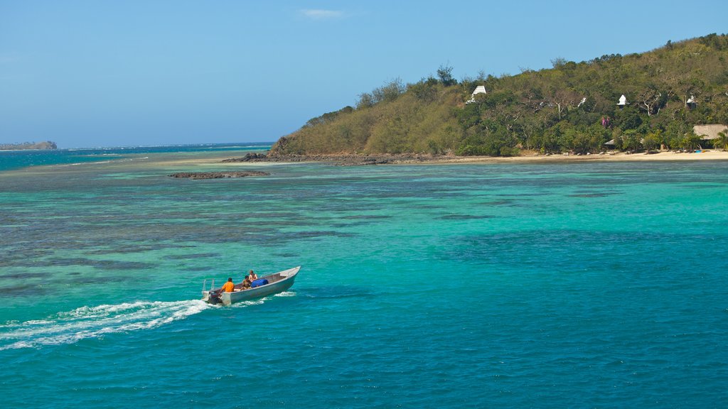 Nacula Island which includes general coastal views, boating and island views