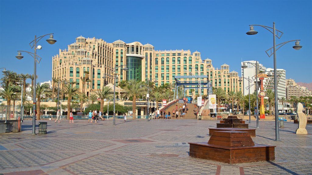 Green Beach showing a city and a square or plaza