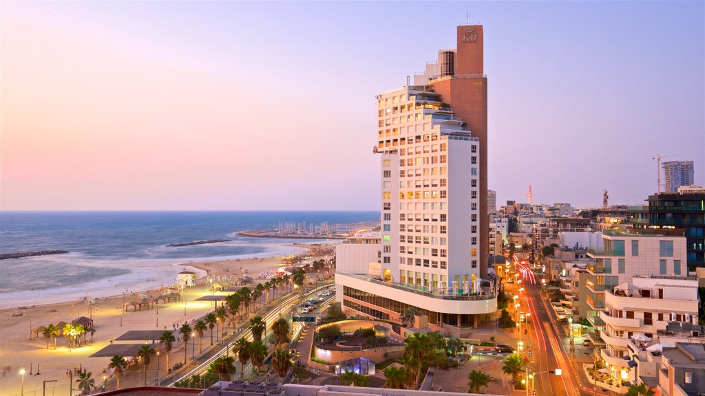 Frishman Beach featuring landscape views, a sandy beach and a sunset