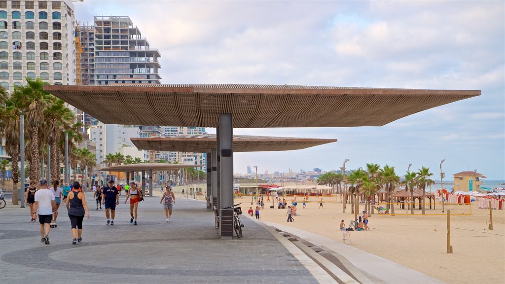 Lahat Promenade featuring a city, a sandy beach and a coastal town