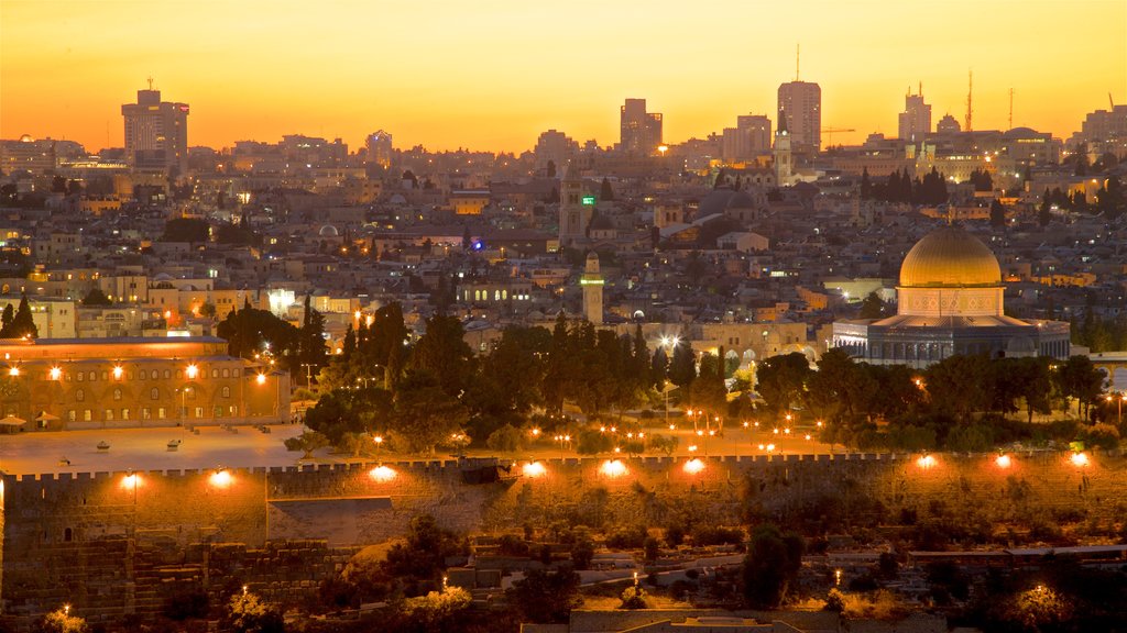 Temple Mount featuring heritage architecture, a sunset and landscape views