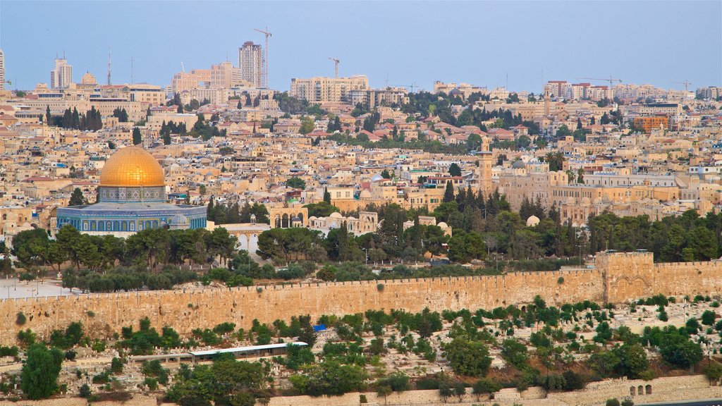 Temple Mount showing landscape views, a city and heritage architecture