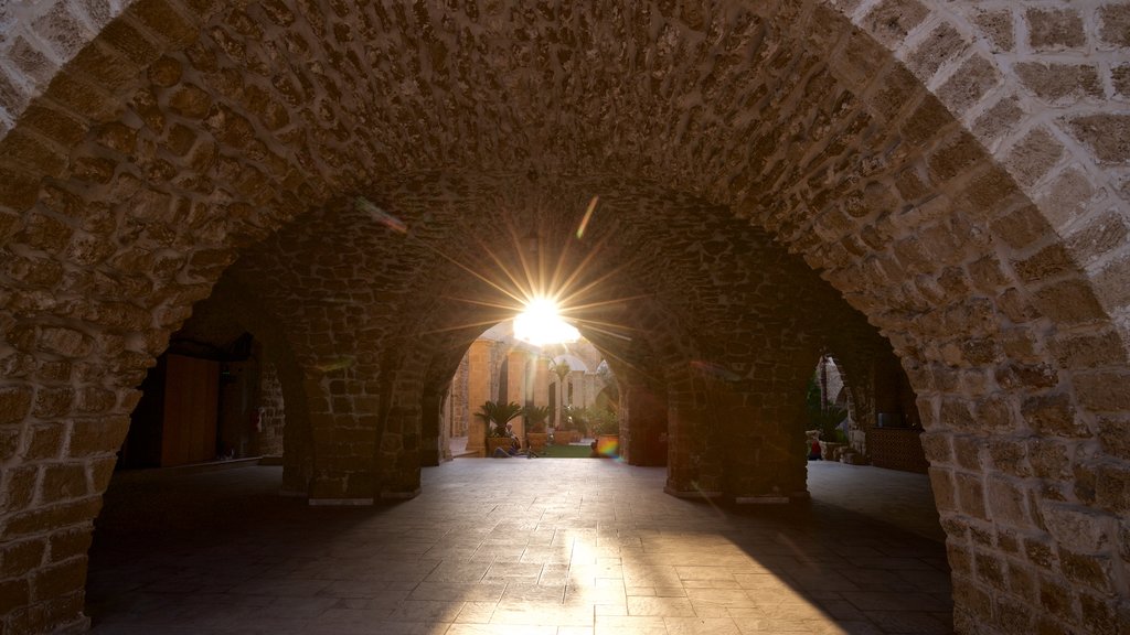 Mezquita Mahmoudiya mostrando un atardecer y vista interna