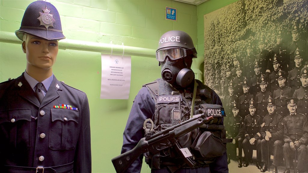 Museum of Policing in Cheshire showing military items and interior views