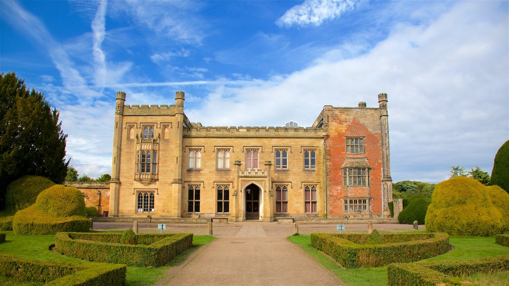 Elvaston Castle showing heritage architecture, a garden and a castle