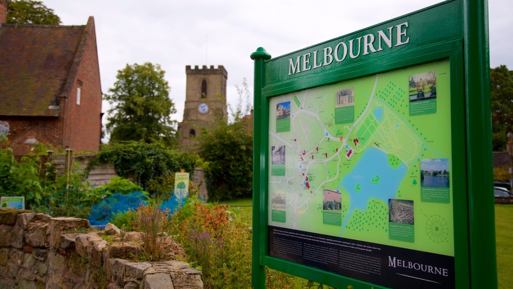 Melbourne ofreciendo una pequeña ciudad o pueblo y señalización