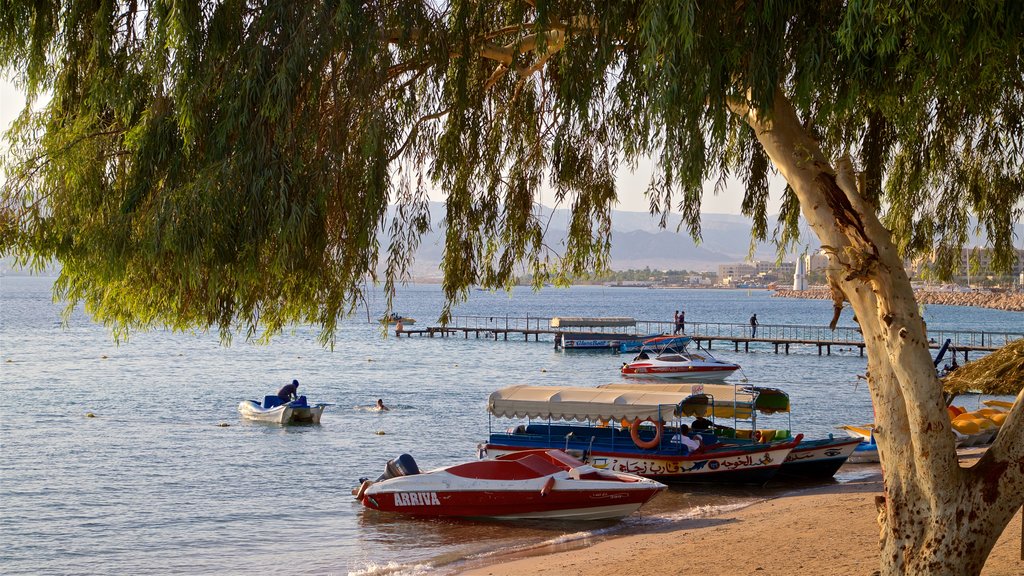 Aqaba showing a sandy beach and general coastal views