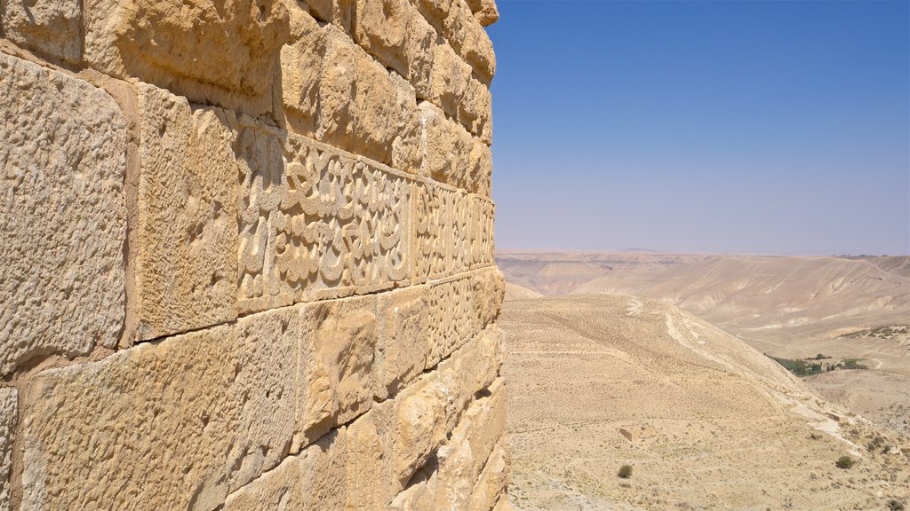 Castillo de Shawbak ofreciendo elementos del patrimonio, vistas al desierto y vistas de paisajes