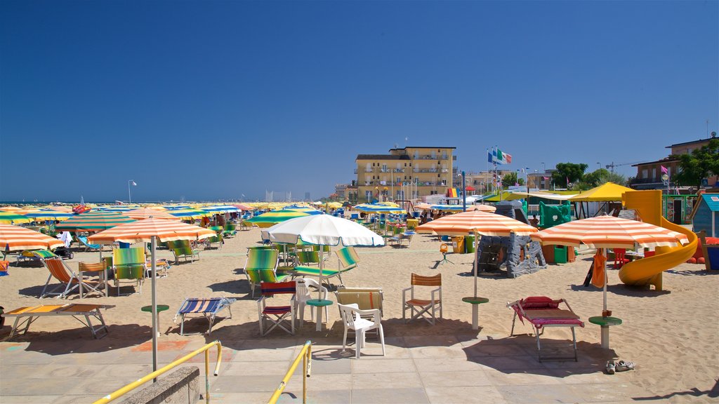 Viserbella which includes general coastal views and a sandy beach