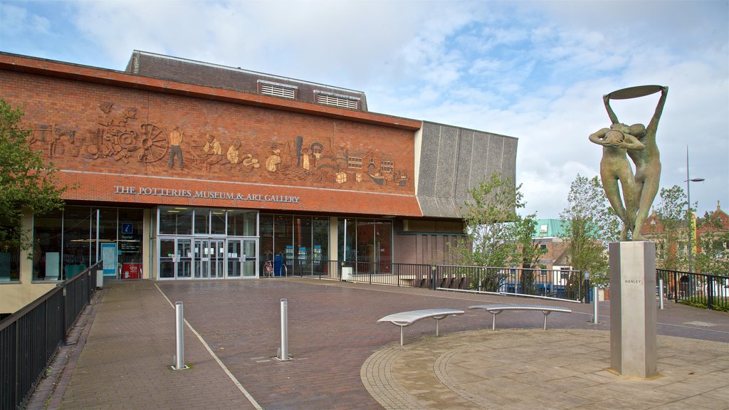 Hanley Potteries Museum showing outdoor art and a statue or sculpture