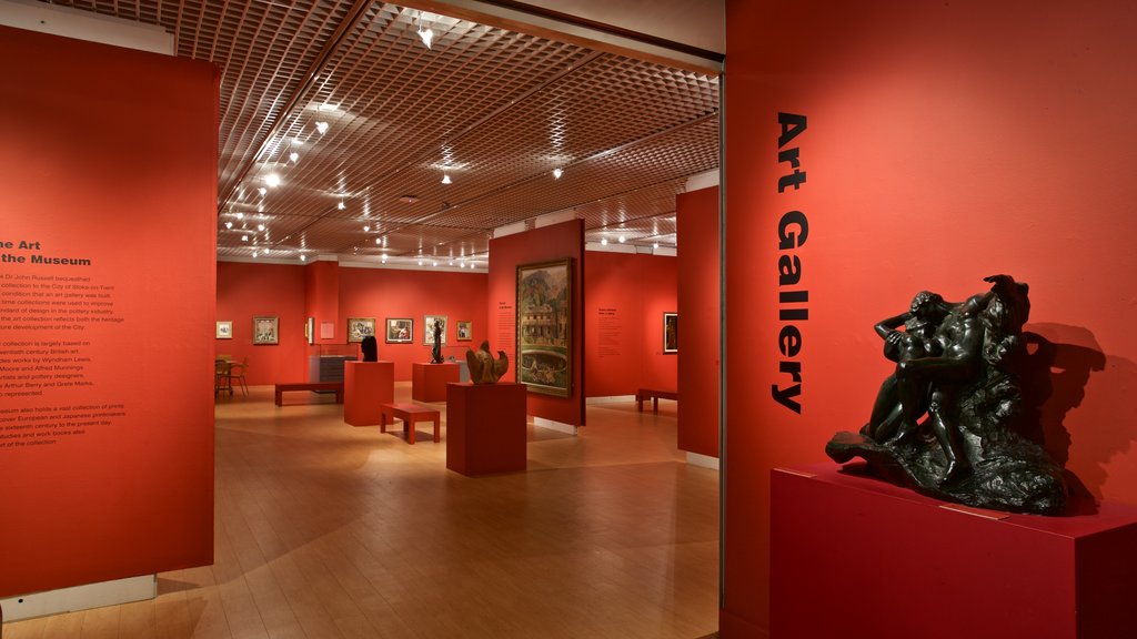 Hanley Potteries Museum featuring art, signage and interior views