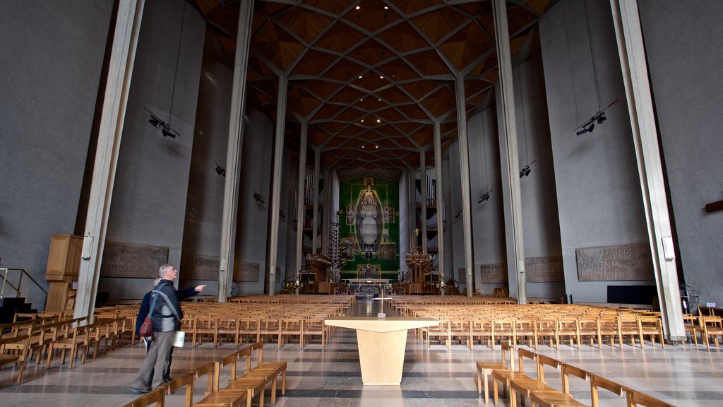 Coventry mostrando uma igreja ou catedral e vistas internas assim como um homem sozinho