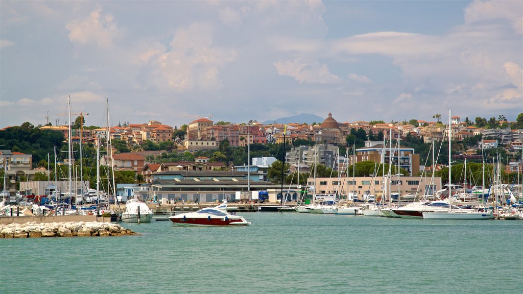 Giulianova Harbor showing a bay or harbour and a coastal town