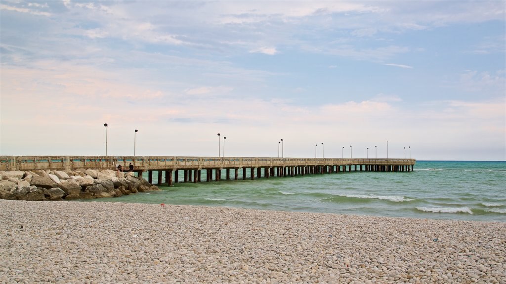 Roseto degli Abruzzi che include spiaggia di ciottoli e vista della costa