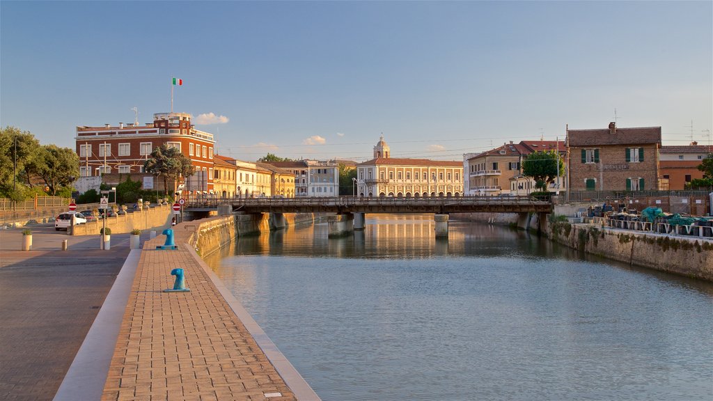 Senigallia showing a river or creek, a sunset and a bridge