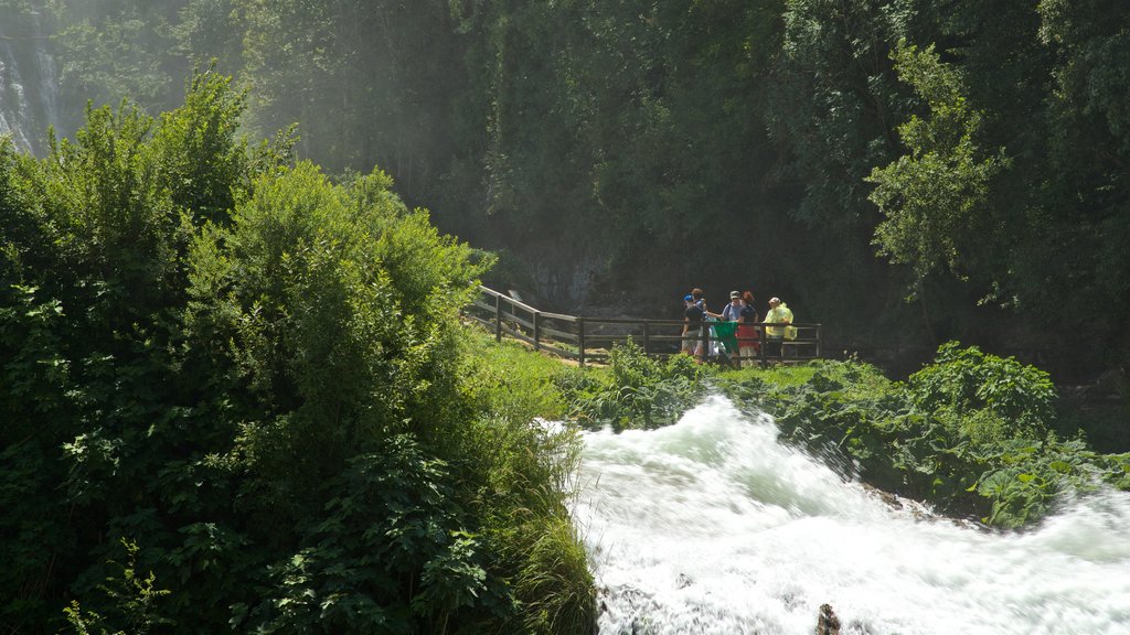 Cascata delle Marmore which includes rapids and a river or creek as well as a small group of people