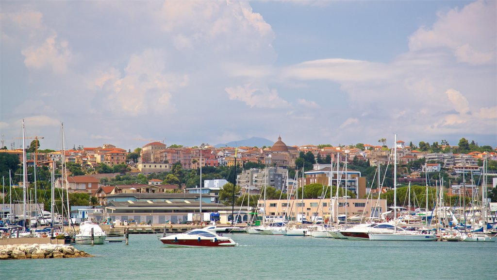 Giulianova Harbor showing a bay or harbour and a coastal town