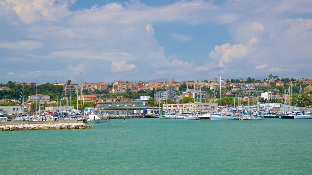 Giulianova Harbor showing a bay or harbour and a coastal town