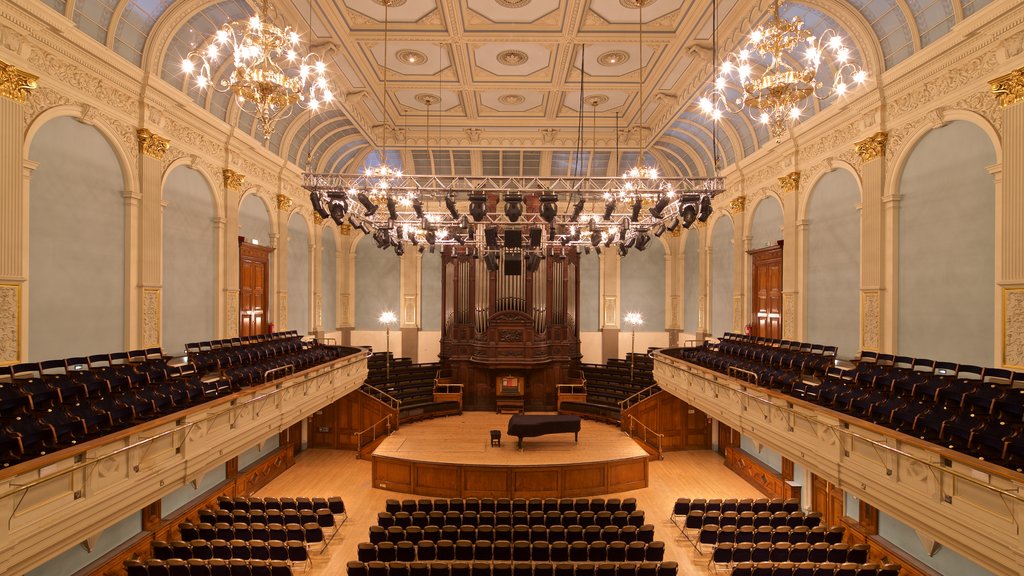 Reading Museum and Town Hall featuring heritage elements, interior views and theatre scenes