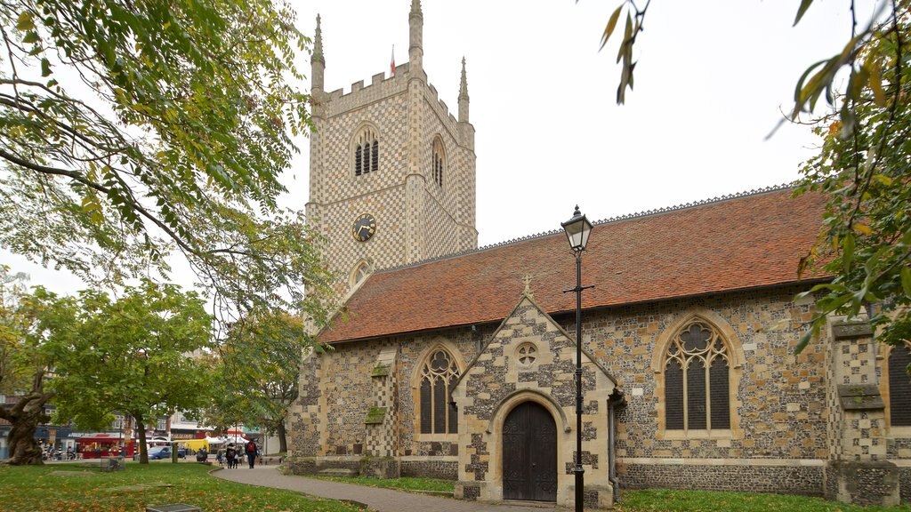 Minster Church of St Mary the Virgin showing a church or cathedral and heritage architecture